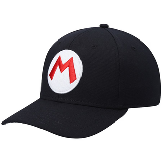 Bioworld Gorra Snapback Negra Super Mario Bros Mario, Logo 'M' Bordado, Unisex, Nintendo Oficial