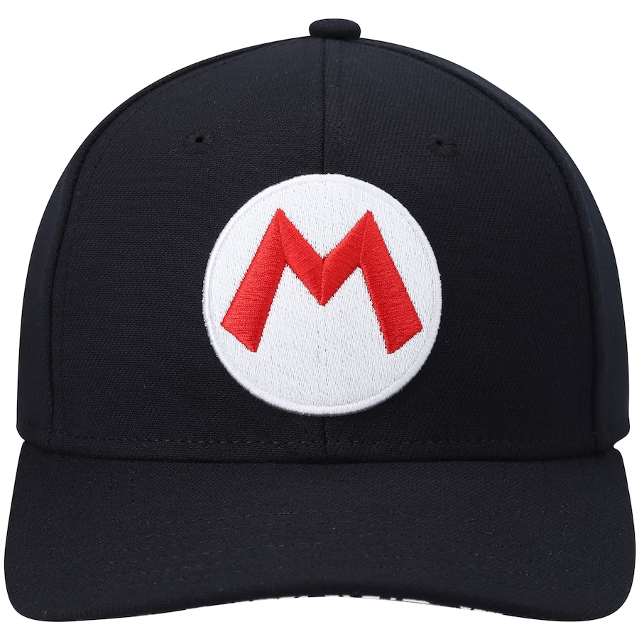 Bioworld Gorra Snapback Negra Super Mario Bros Mario, Logo 'M' Bordado, Unisex, Nintendo Oficial - Fan Army