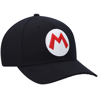Bioworld Gorra Snapback Negra Super Mario Bros Mario, Logo 'M' Bordado, Unisex, Nintendo Oficial