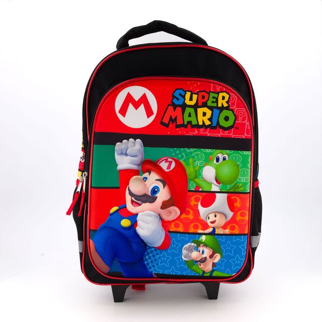 Super Mario Mochila con Rueditas para niños escolar bioworld original - Fan Army