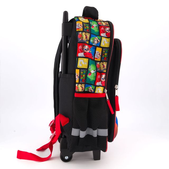 Super Mario Mochila con Rueditas para niños escolar bioworld original - Fan Army