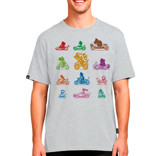 Playera Super Mario Hombre Mujer Gris Mario Kart 8 Nintendo Oficial
