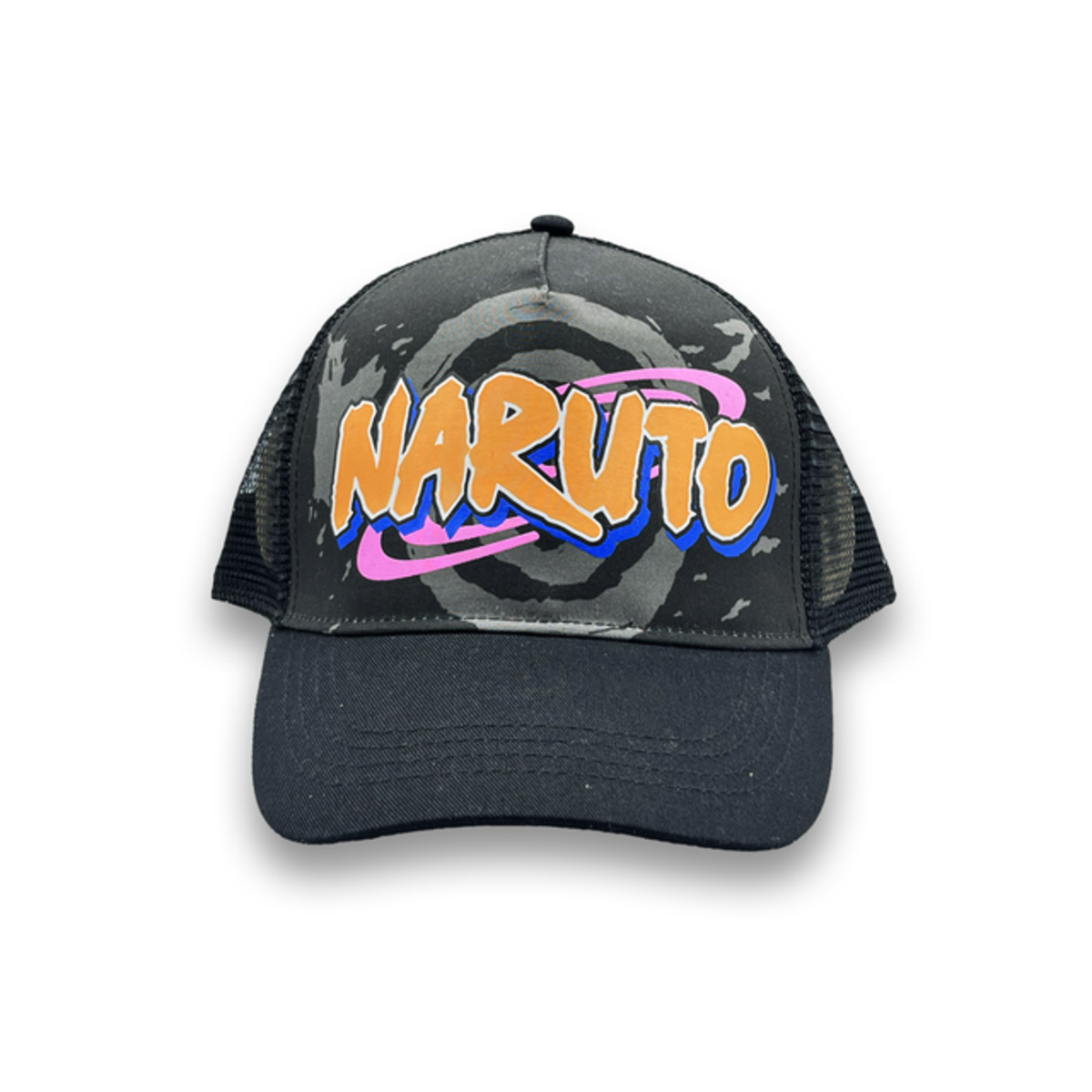 Bioworld Gorra Naruto Shippuden - Logo Visera Curva, Negro y Naranja, Original Naruto y de Alta Calidad - Fan Army