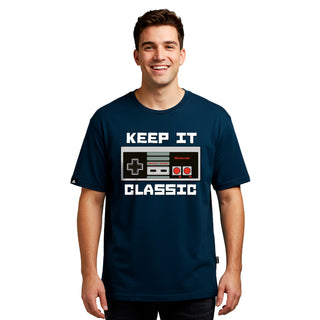 Playera Nintendo Hombre Mujer Azul Marino Keep It Classic Nintendo Oficial