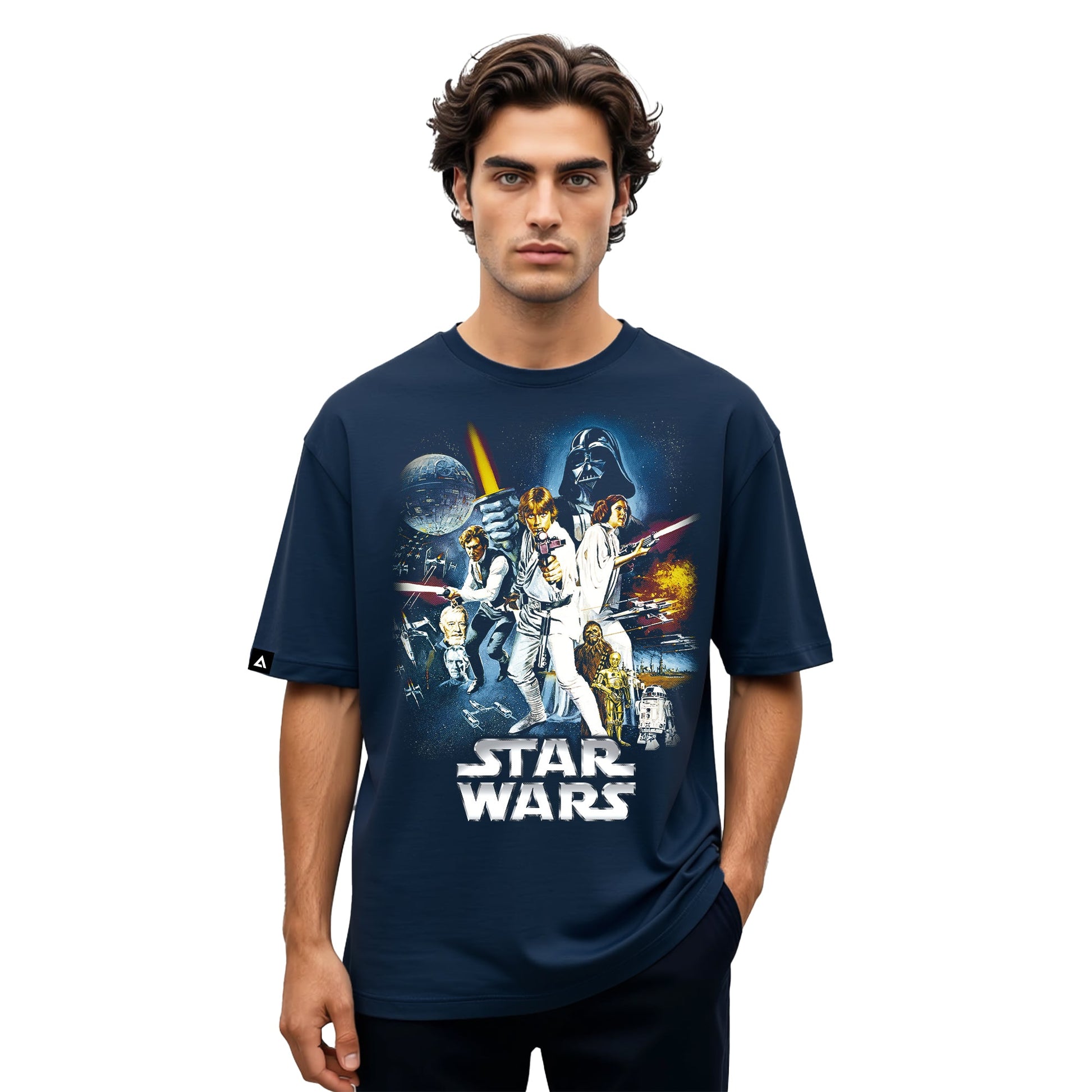 Playera Star Wars Hombre Mujer Azul Marino Disney Original Darth Vader y Luke - Fan Army