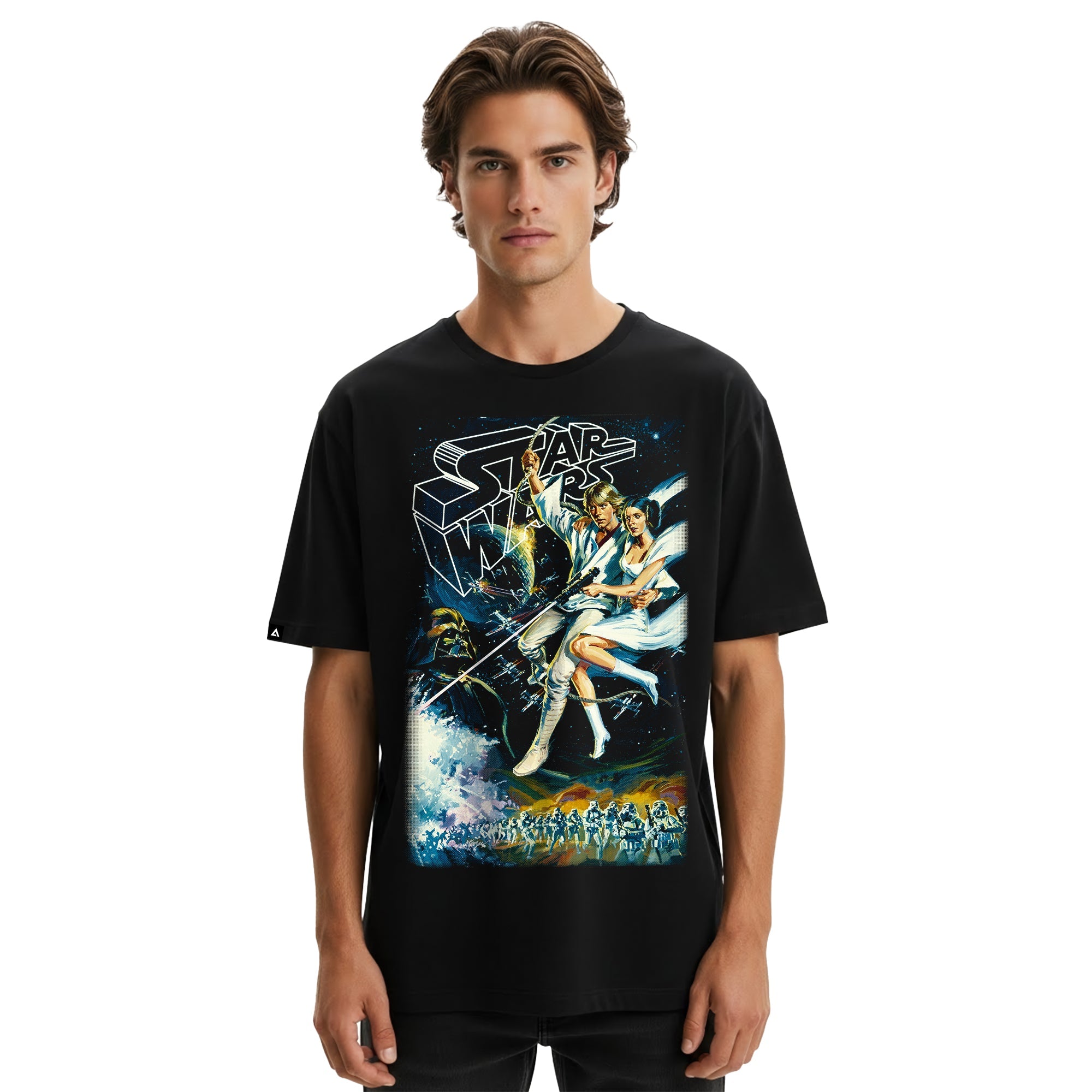 Playera Star Wars Hombre Mujer Negro Disney Original Luke Skywalker y Princesa Leia - Fan Army