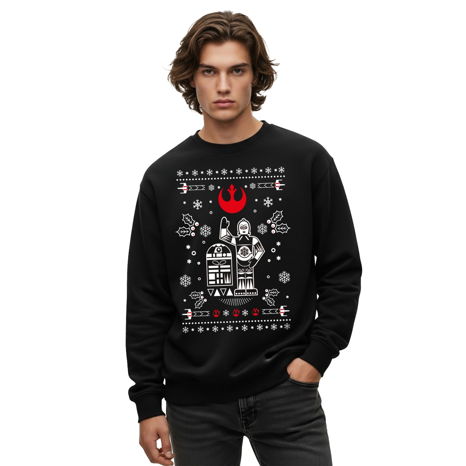 Sudadera Star Wars Navidad Hombre Mujer Arena Disney Original R2D2 & C-3PO - Fan Army