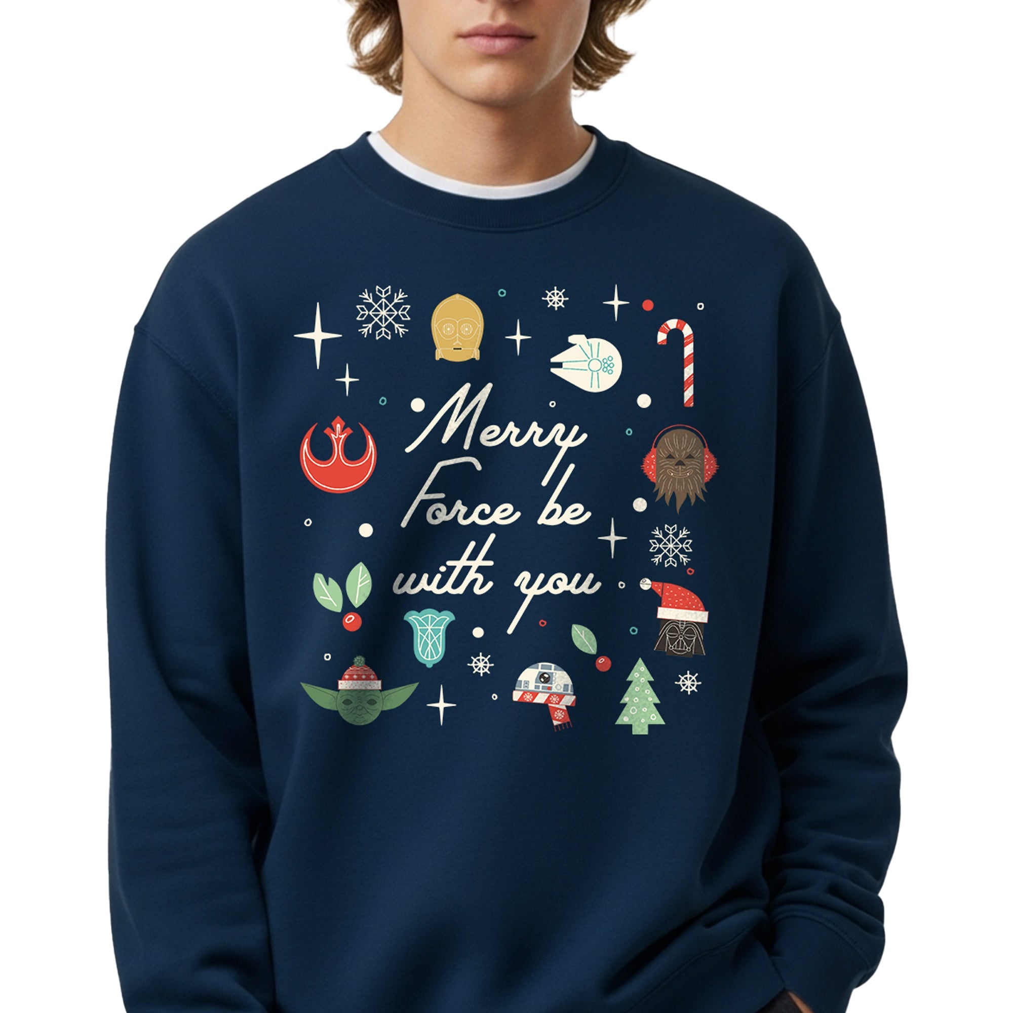 Sudadera Star Wars Hombre Mujer Azul Marino Disney Original Merry Force - Fan Army