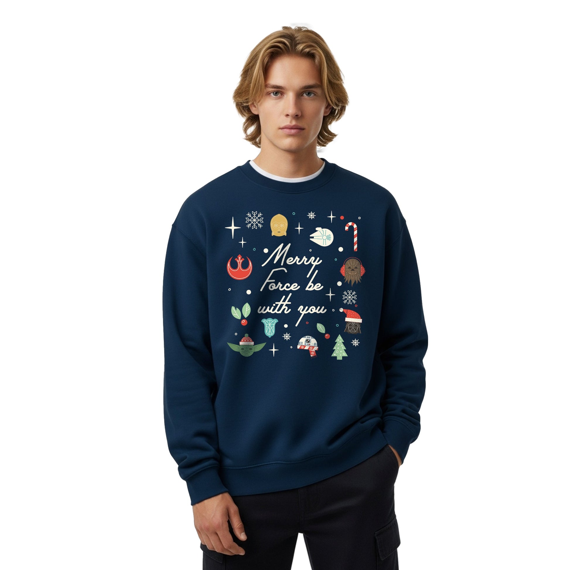 Sudadera Star Wars Hombre Mujer Azul Marino Disney Original Merry Force - Fan Army