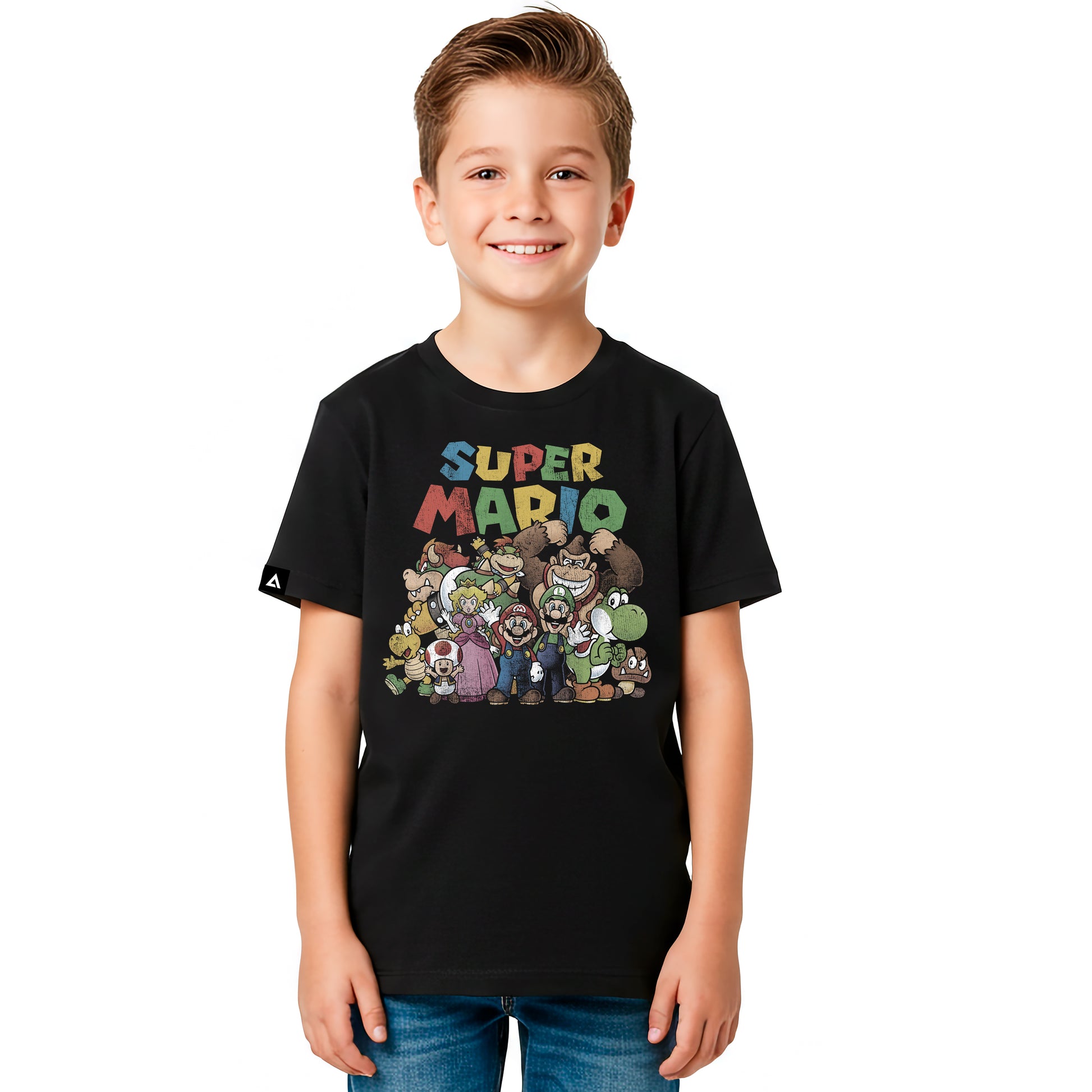 Playera Niño Mario Bros Negro Vintage Nintendo Oficial - Fan Army