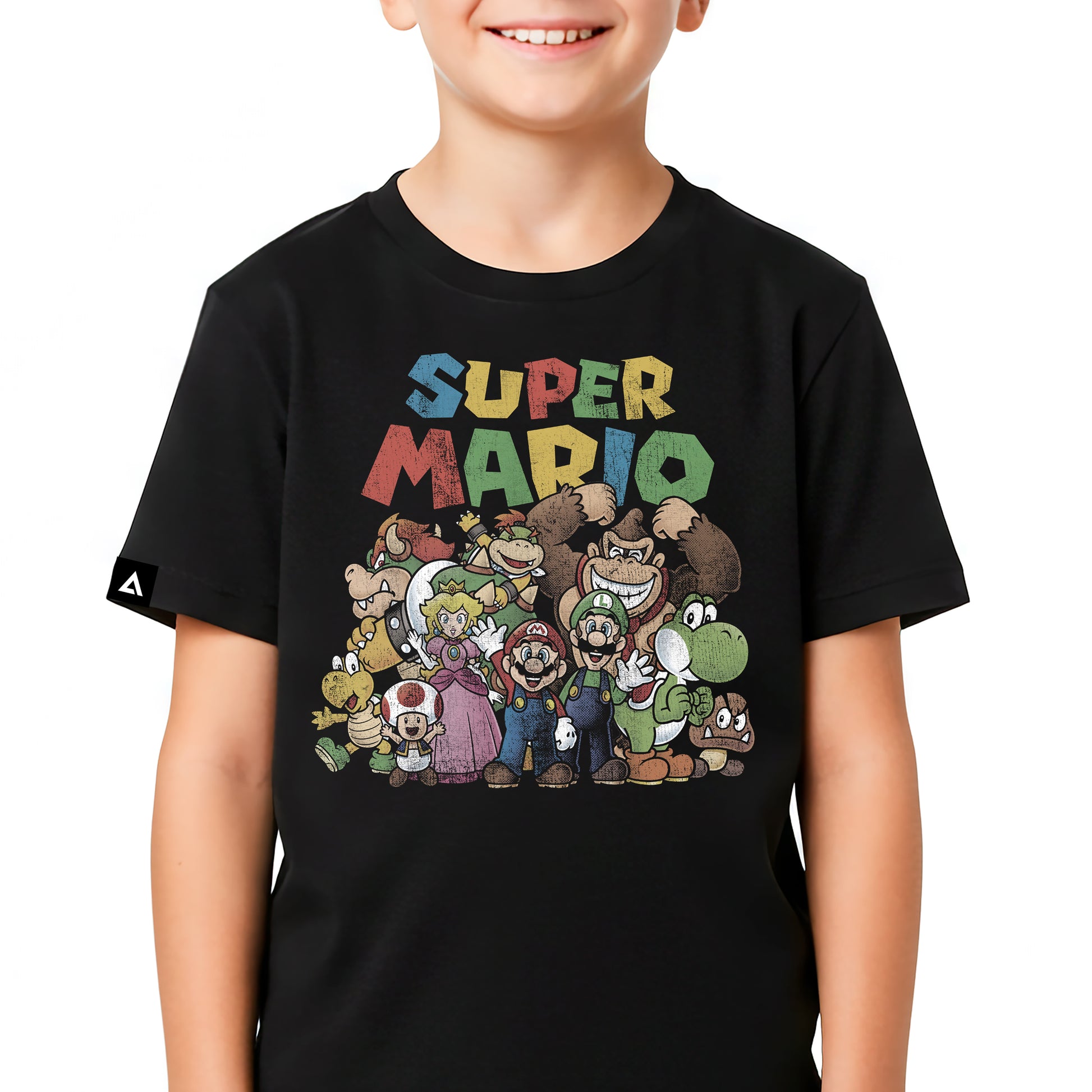 Playera Niño Mario Bros Negro Vintage Nintendo Oficial - Fan Army