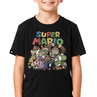 Playera Niño Mario Bros Negro Vintage Nintendo Oficial