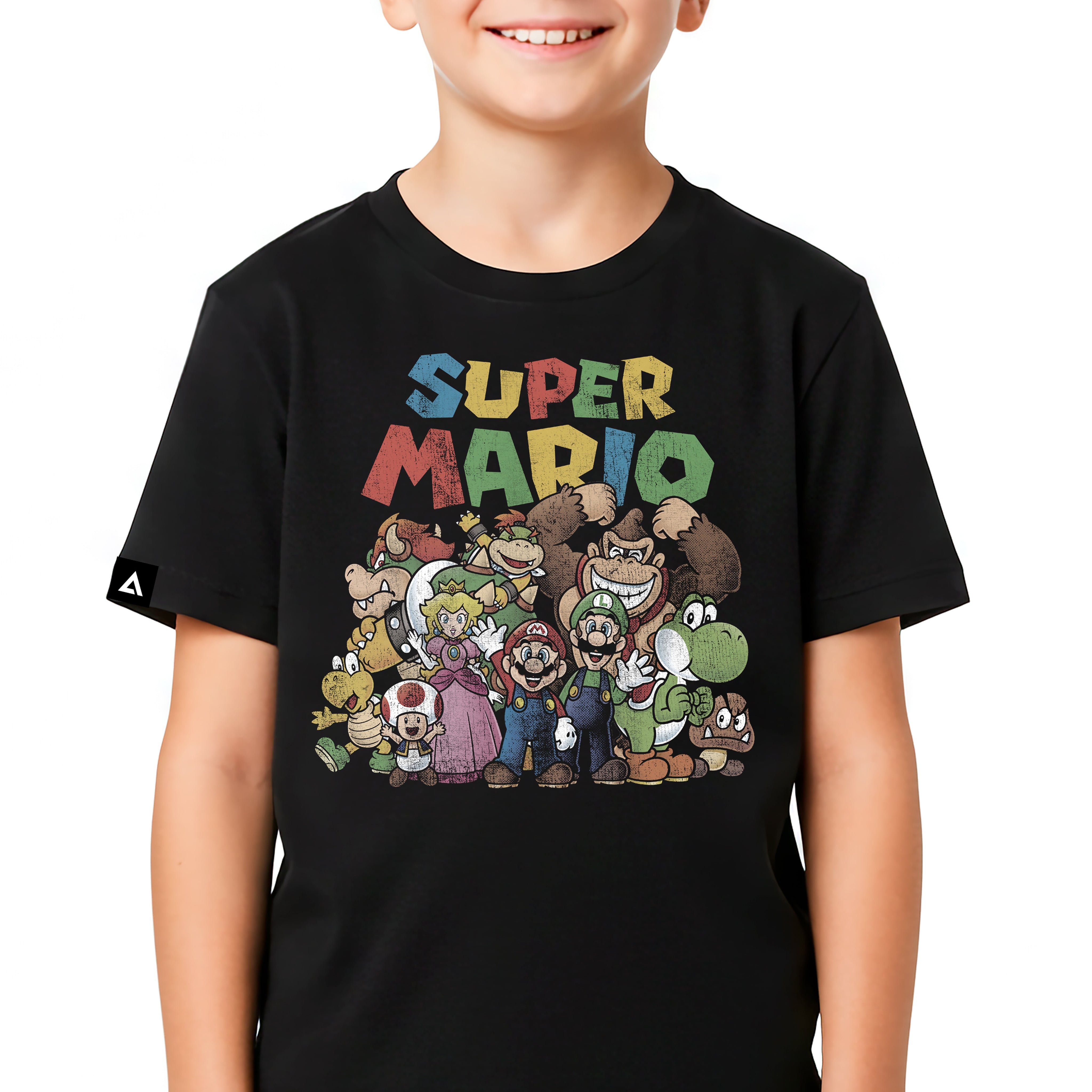 Playera Niño Mario Bros Negro Vintage Nintendo Oficial - Fan Army