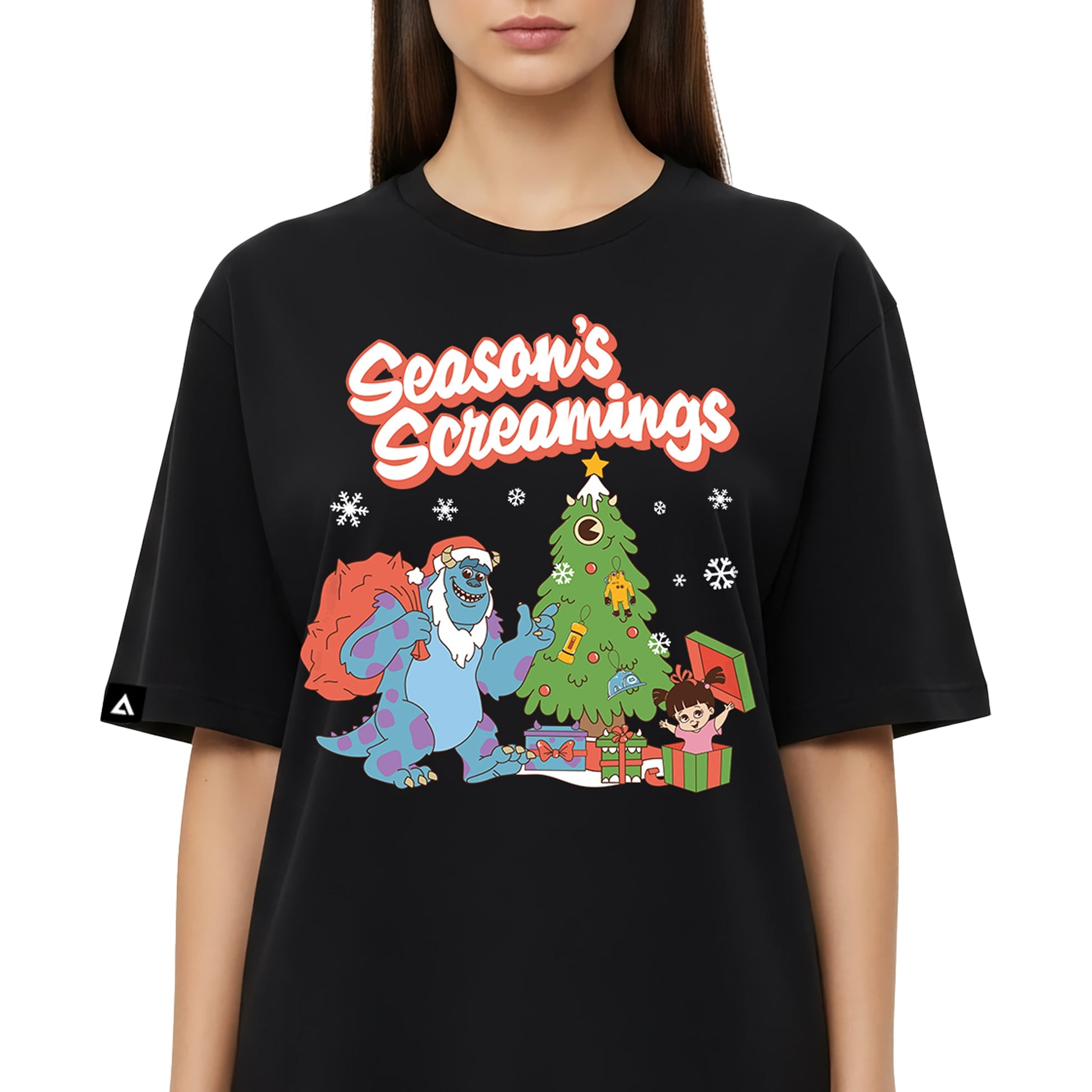 Playera Pixar Core Navidad Hombre Mujer Negro Disney Pixar Original Season´s Screamings Monsters Inc. - Fan Army