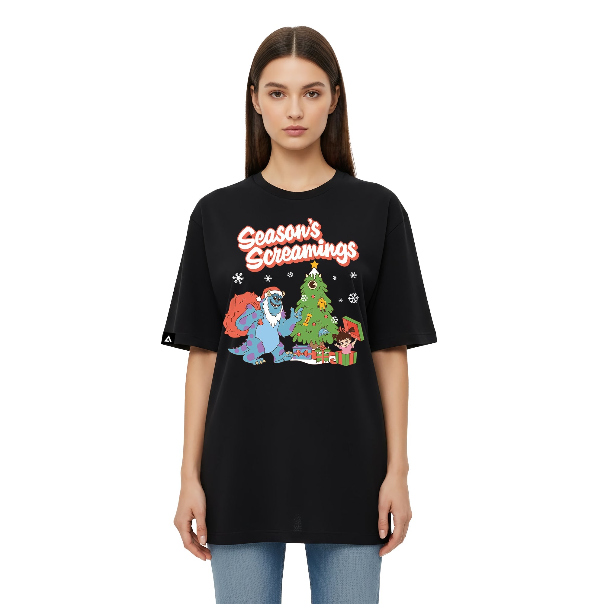 Playera Pixar Core Navidad Hombre Mujer Negro Disney Pixar Original Season´s Screamings Monsters Inc. - Fan Army
