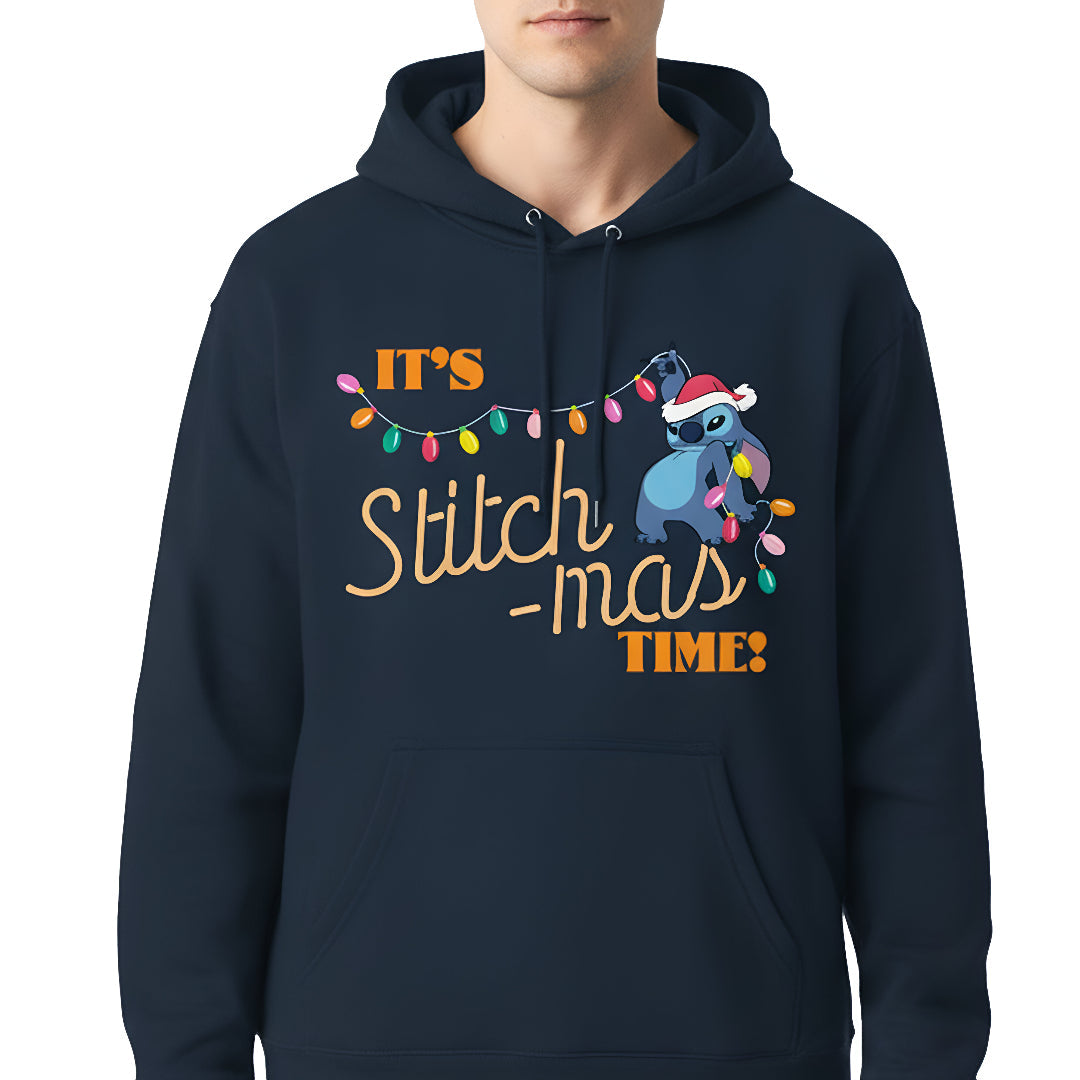 Hoodie Stitch Navidad Hombre Mujer Azul Marino Disney Original Stitch-mas - Fan Army