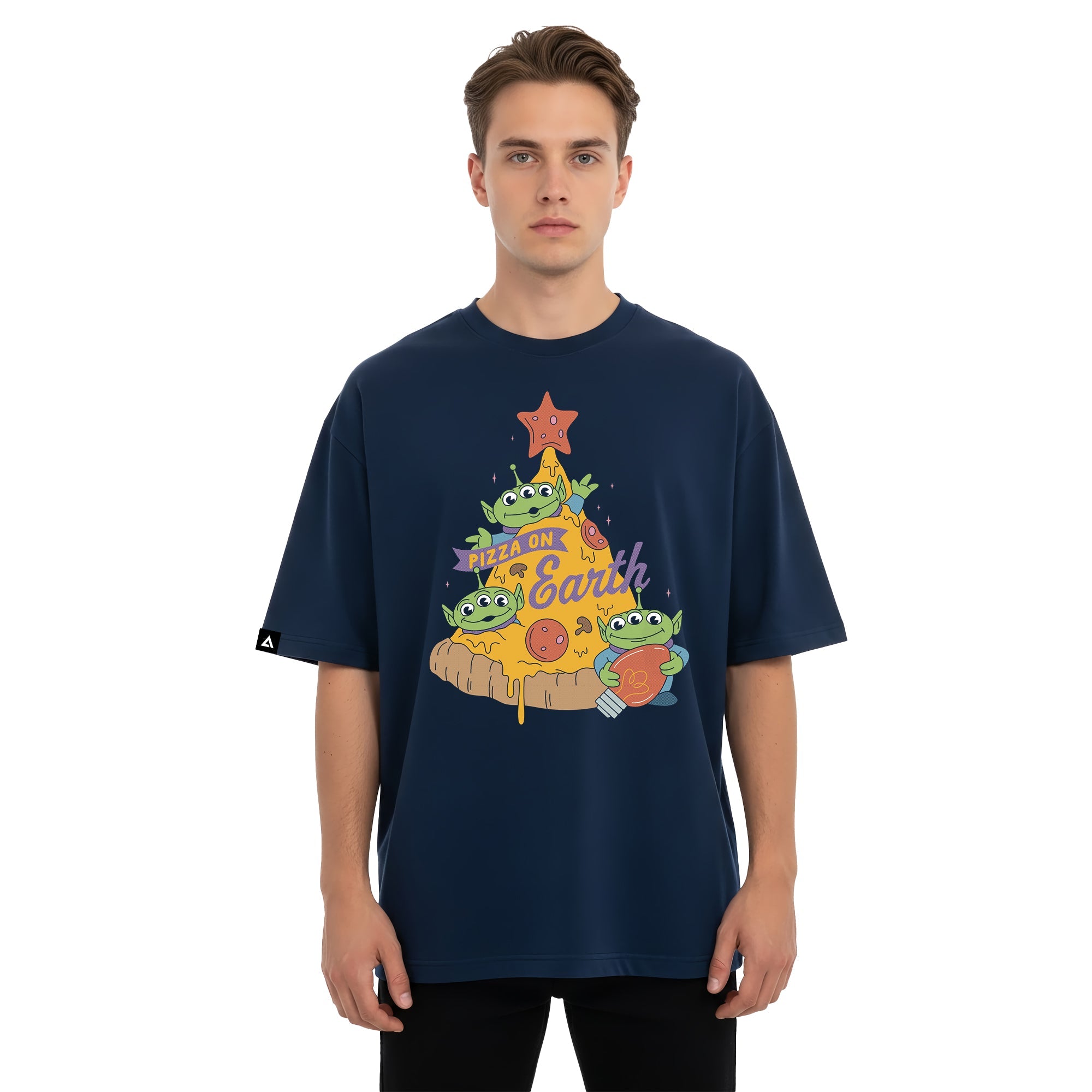 Playera Pixar Core Navidad Hombre Mujer Azul Marino Disney Pixar Original Pizza On Earth Toy Story - Fan Army