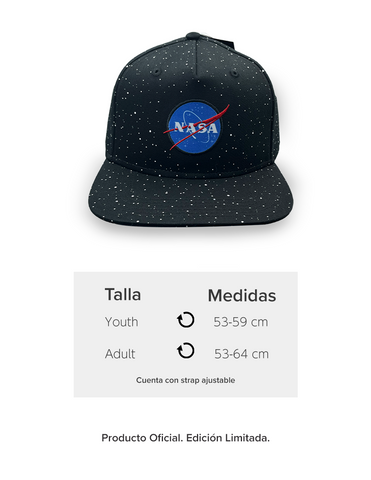 Gorra NASA Logo y estrellas con visera plana para niños