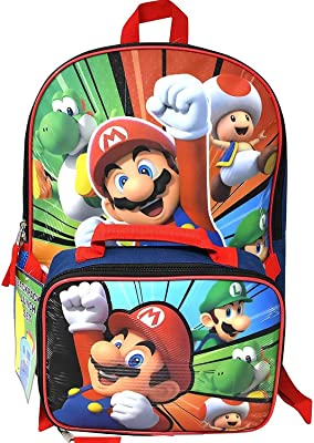 Super Mario Mochila y Lonchera Set de 2 Piezas - Combo Escolar con Diseño Divertido y Colorido