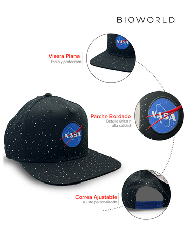 Gorra NASA Logo y estrellas con visera plana para niños