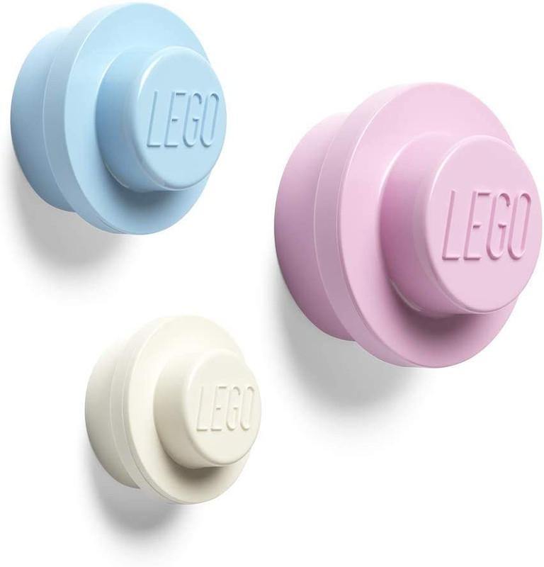 LEGO Perchero de Pared, Set 3 Colores, Blanco/ Azul Claro/ Rosa - Fan Army