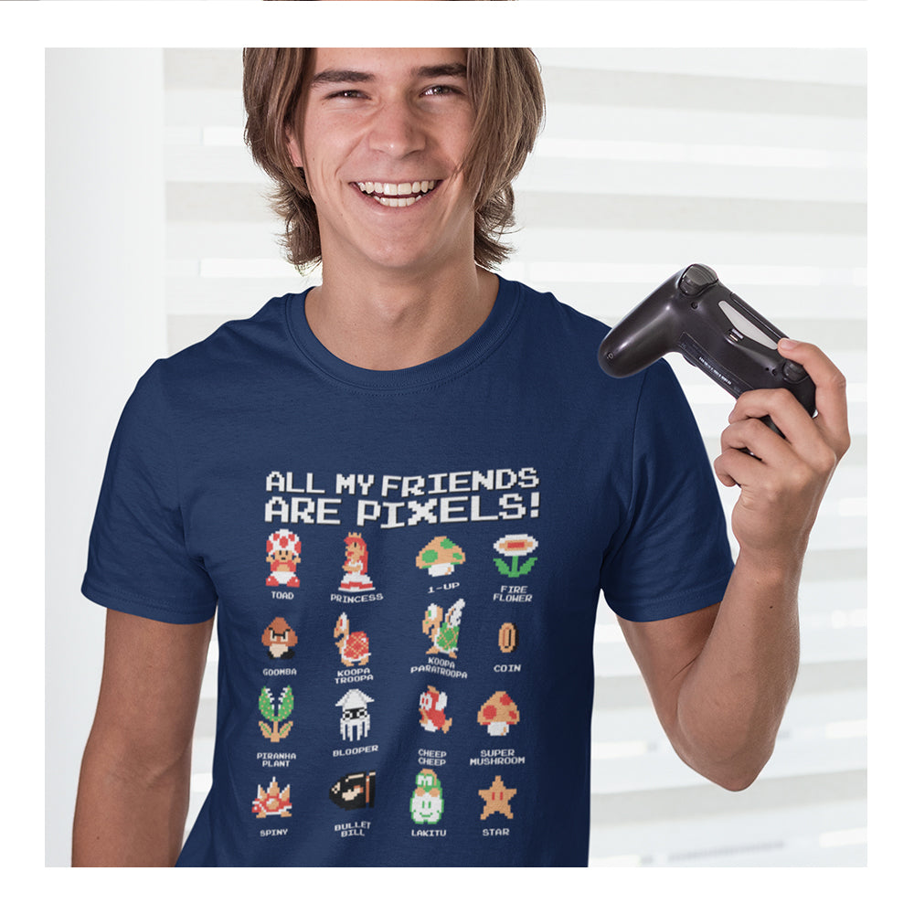 Playera Mario Bros Hombre - All My Friends Retro - Fan Army