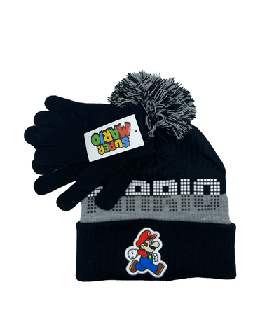 Beanie con guantes Super Mario Walking Pompón