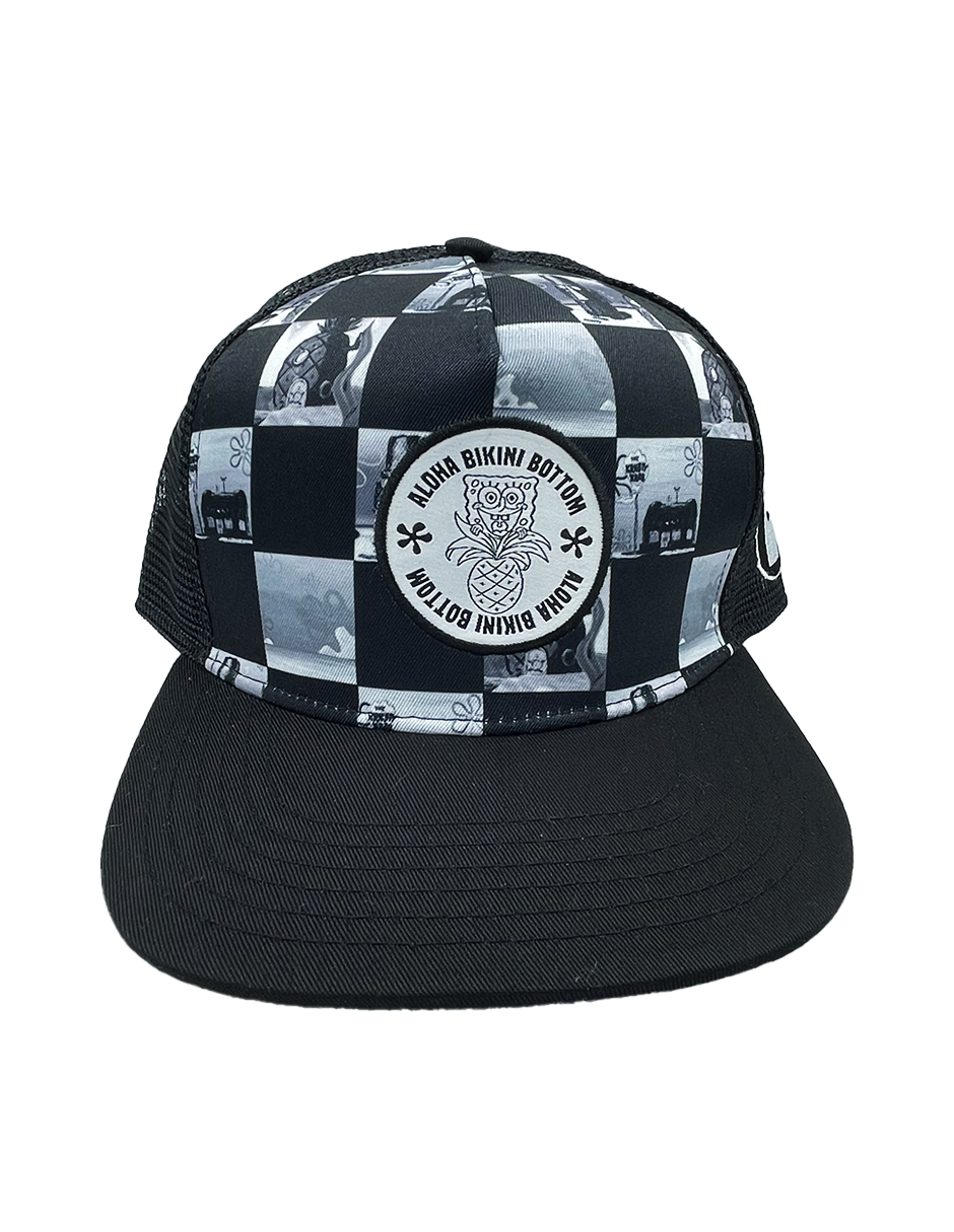 Gorra Bob Esponja Fondo de Bikini Blanco y Negro - Fan Army