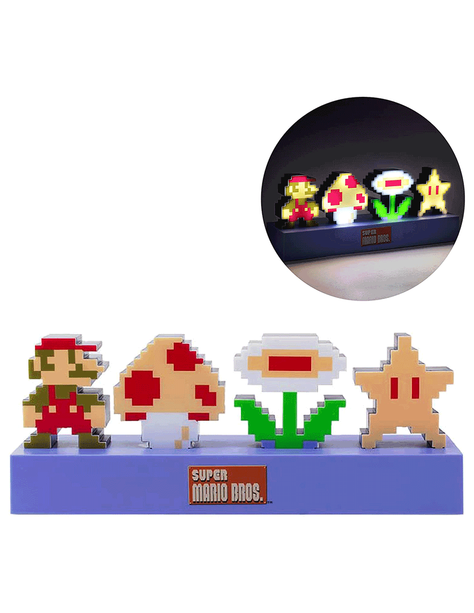 Lámpara Super Mario Pixeles Icons Luz de Noche Original - Fan Army